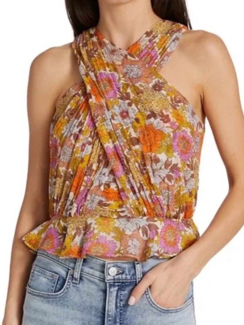 Veronica Beard Kailani Silk Floral Halter